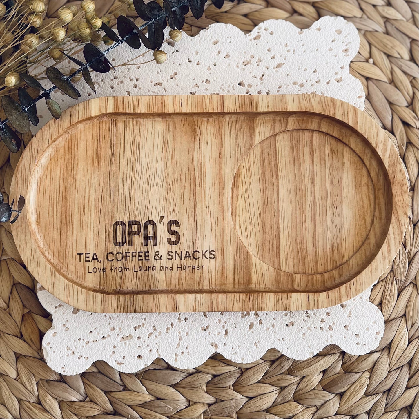 Engraved Wood serving tray gift