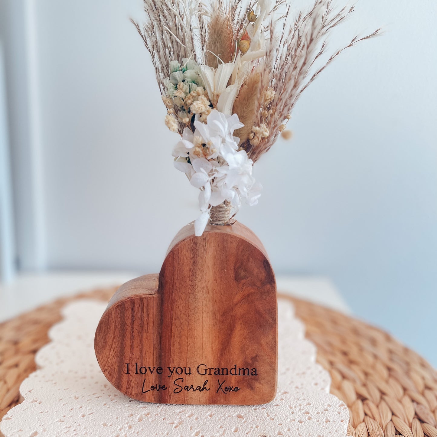Personalised Engraved Wooden Vase for Mothers Day Gift | Presents from Kids