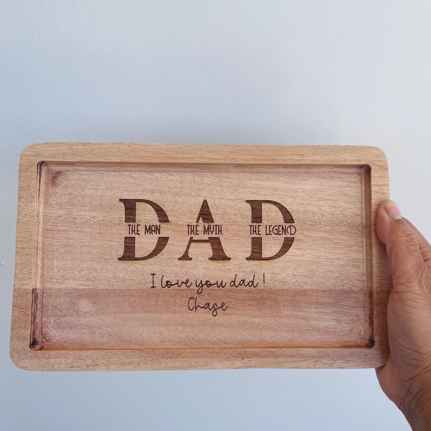 Engraved Wooden Valet Tray gift for Dad