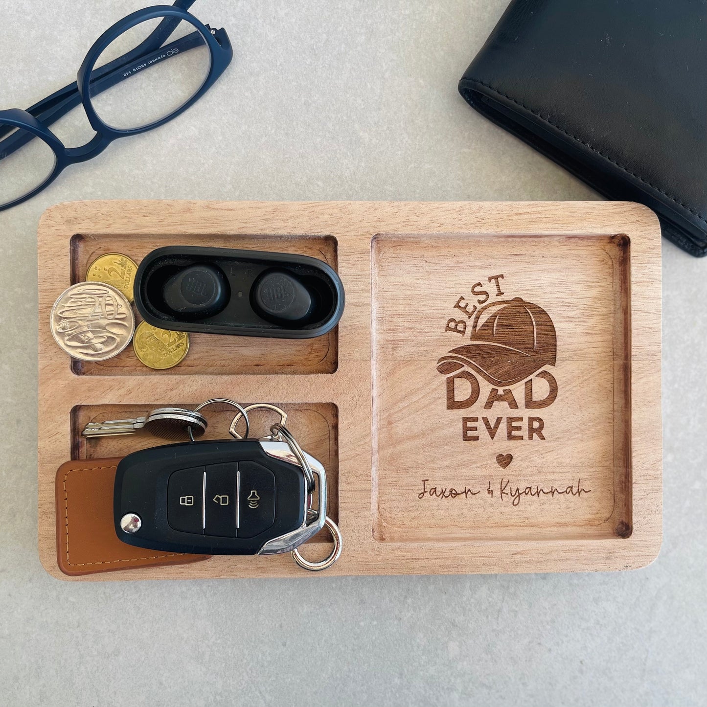 Engraved Wooden Valet Tray