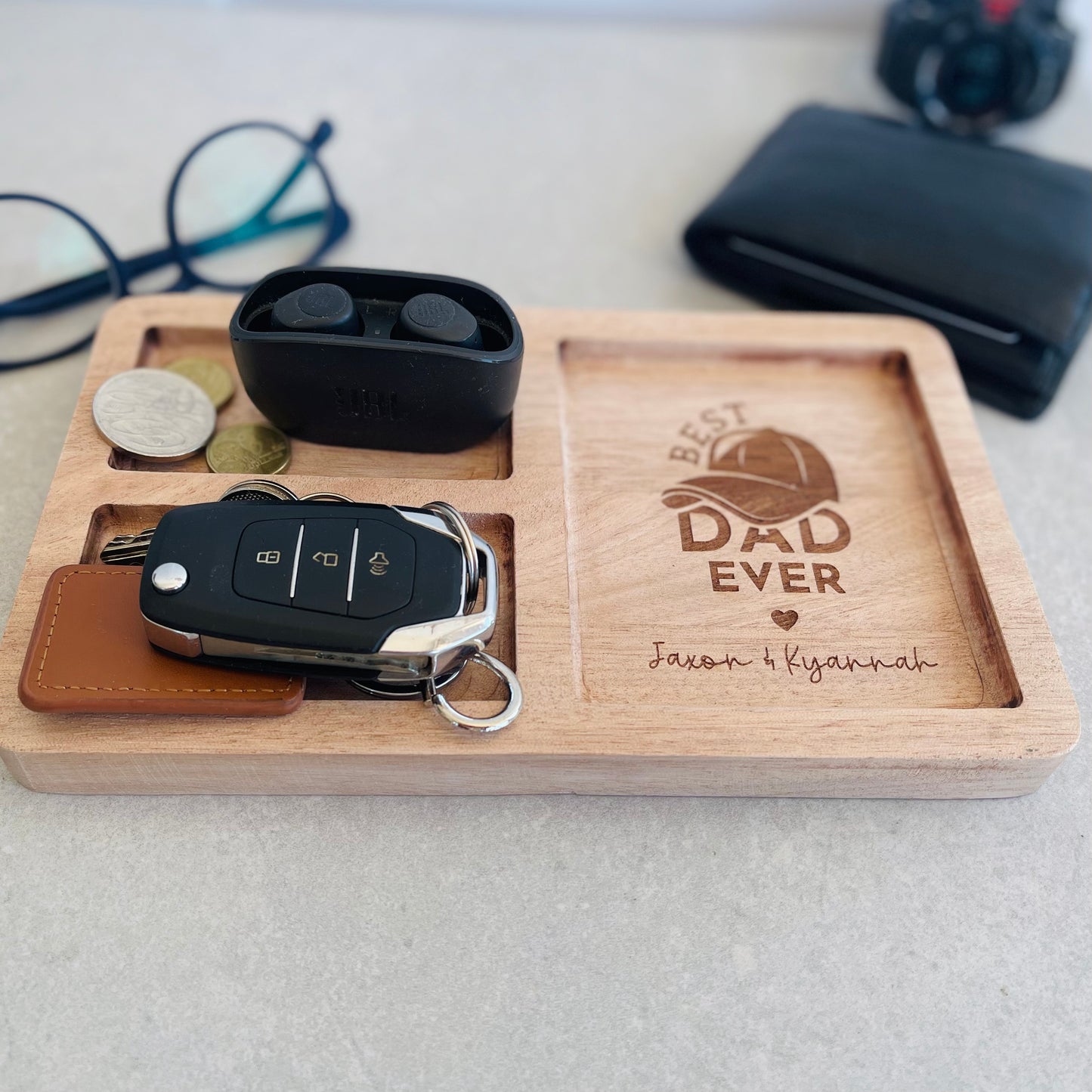 Engraved Wooden Valet Tray