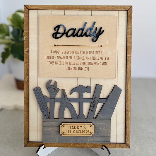 Personalised Daddy’s Toolbox Plaque Father’s Day Gift from Kids | Custom Sign Gift for Dad