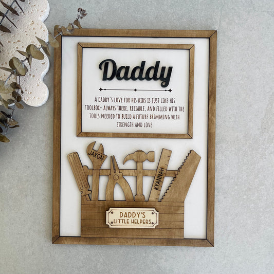 Personalised Daddy’s Toolbox Plaque Father’s Day Gift from Kids | Custom Sign Gift for Dad
