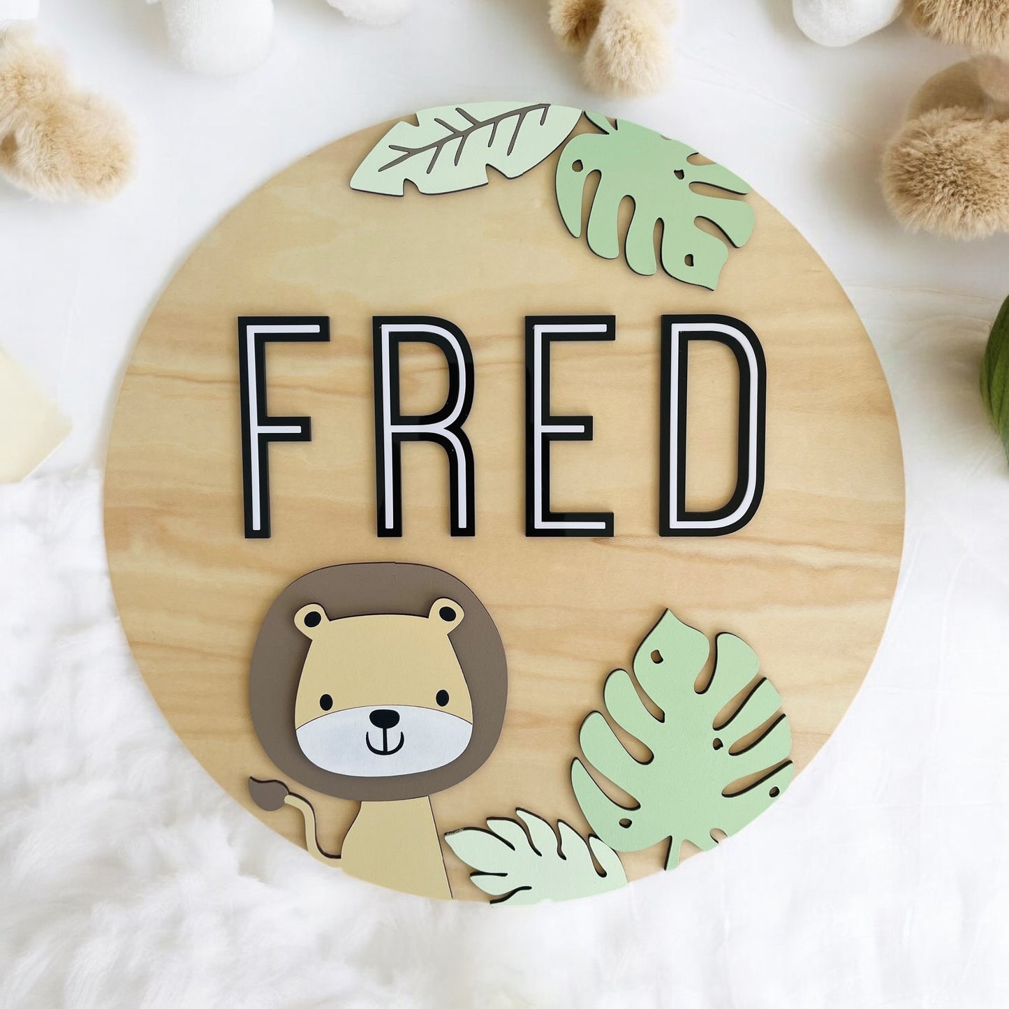 Safari Nursery Name Sign | 3D Baby Lion Decor | Nursery Room Wall art