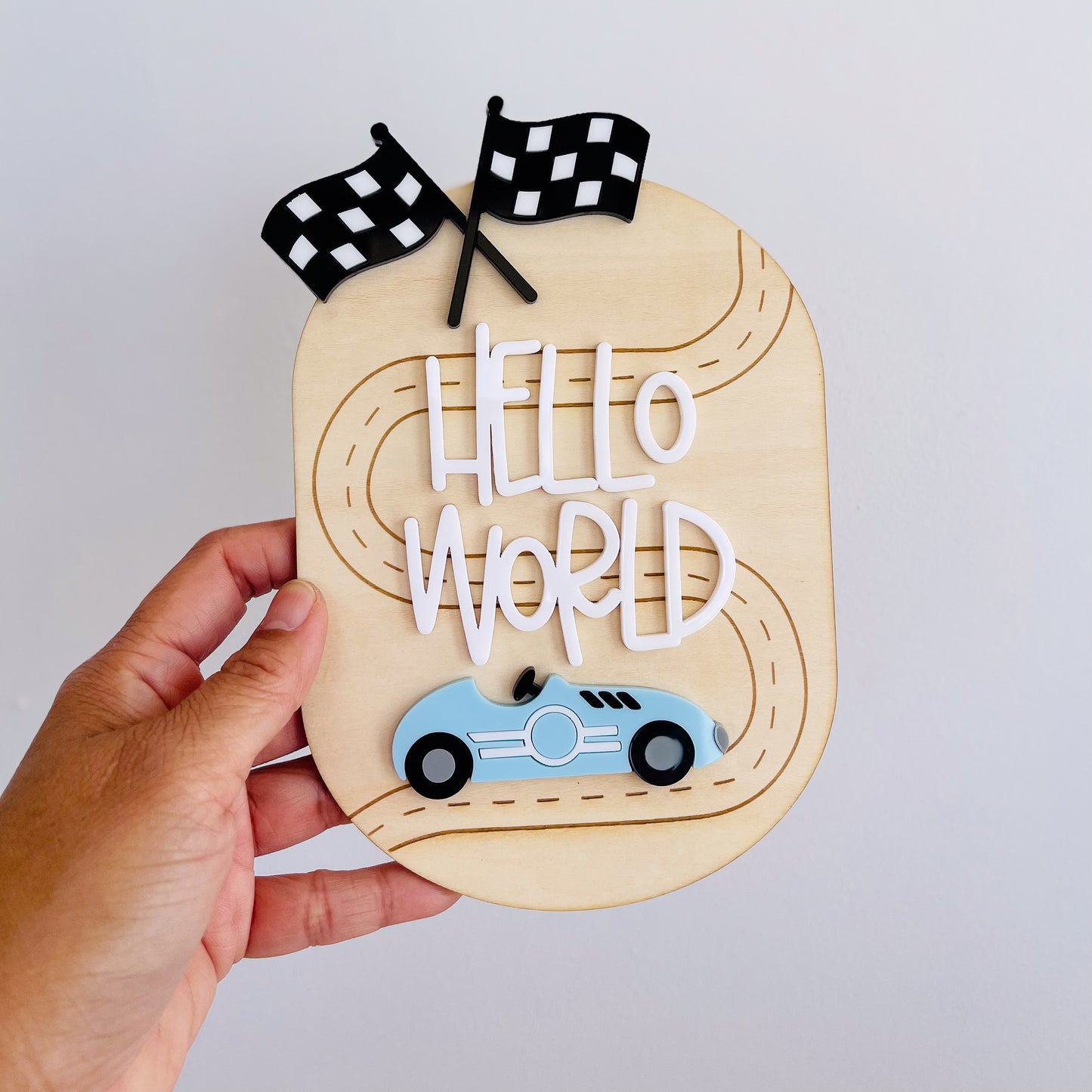 Race Car Baby Milestone Disc | Newborn Photo Props