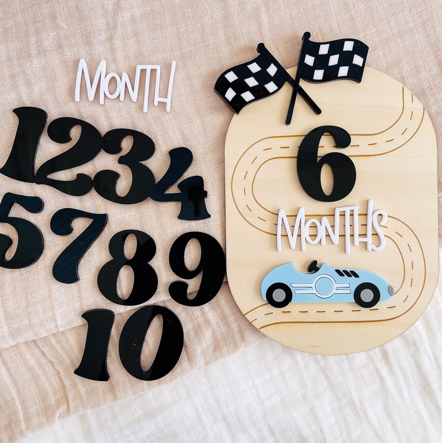 Race Car Baby Milestone Disc | Newborn Photo Props