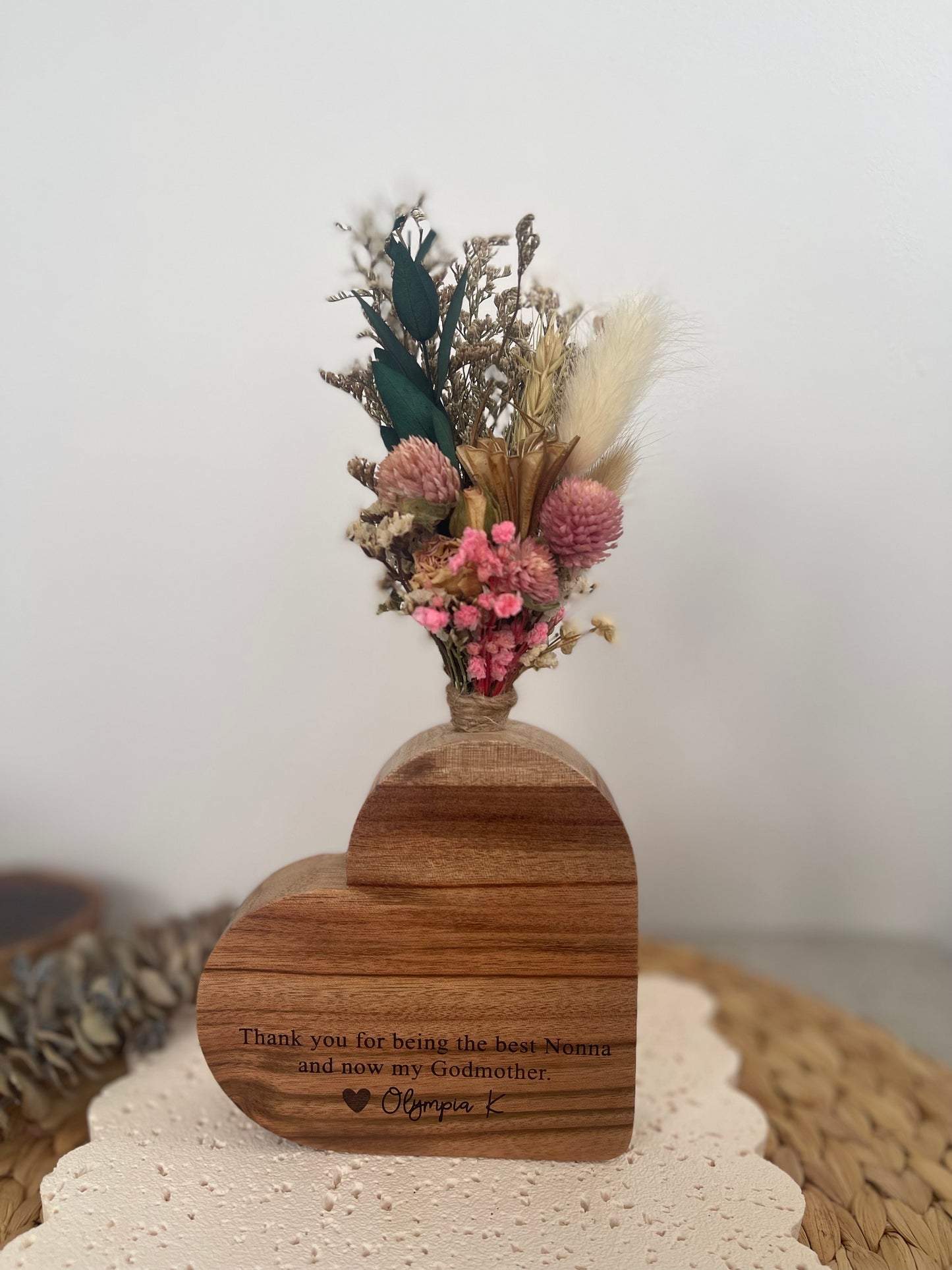 Personalised Engraved Wooden Vase for Mothers Day Gift | Presents from Kids