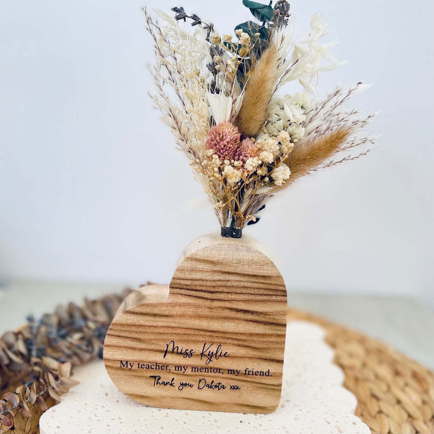 Personalised Engraved Wooden Vase for Mothers Day Gift | Presents from Kids