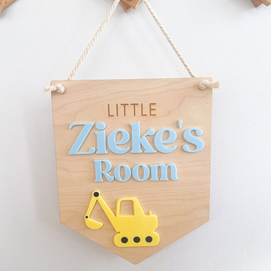 Personalised Construction Kids Room Sign
