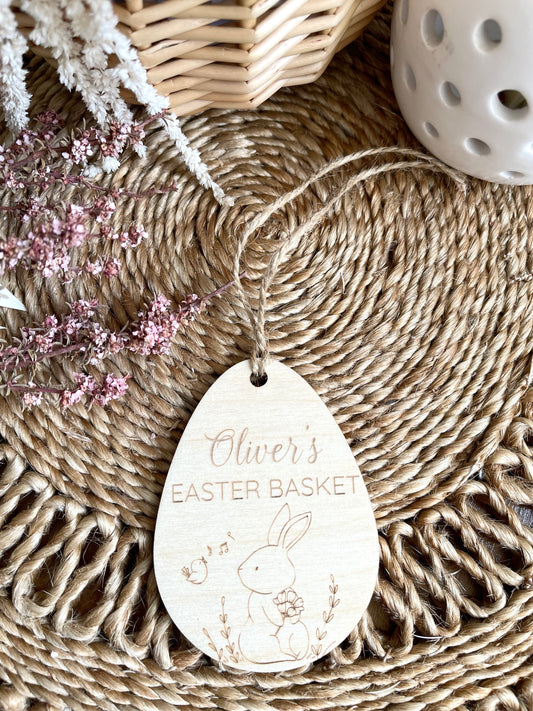 Personalised Engraved Bunny Easter Basket Tag