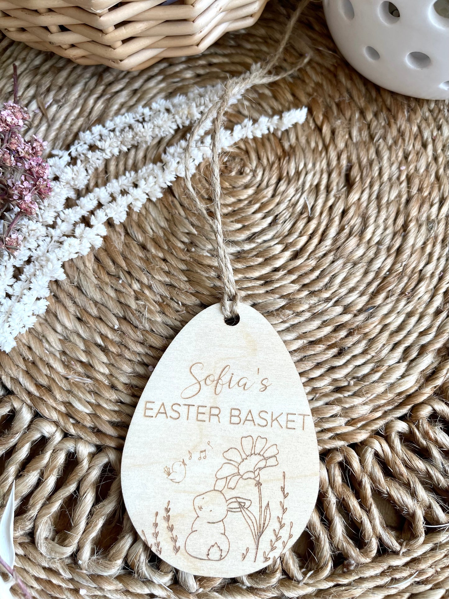 Personalised Engraved Bunny Easter Basket Tag