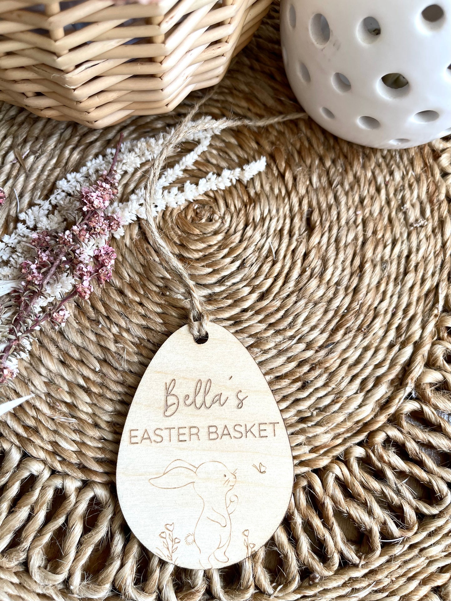 Personalised Engraved Bunny Easter Basket Tag