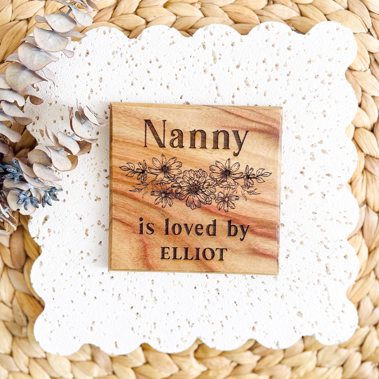 Grandmothers Gift for Mothers Day | Engraved Coaster gift for Nana