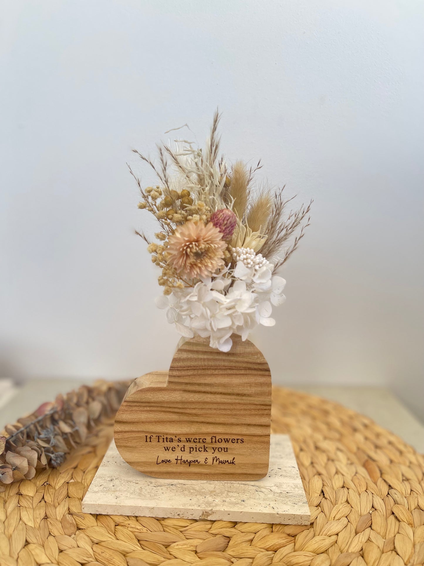 Personalised Engraved Wooden Vase for Mothers Day Gift | Presents from Kids