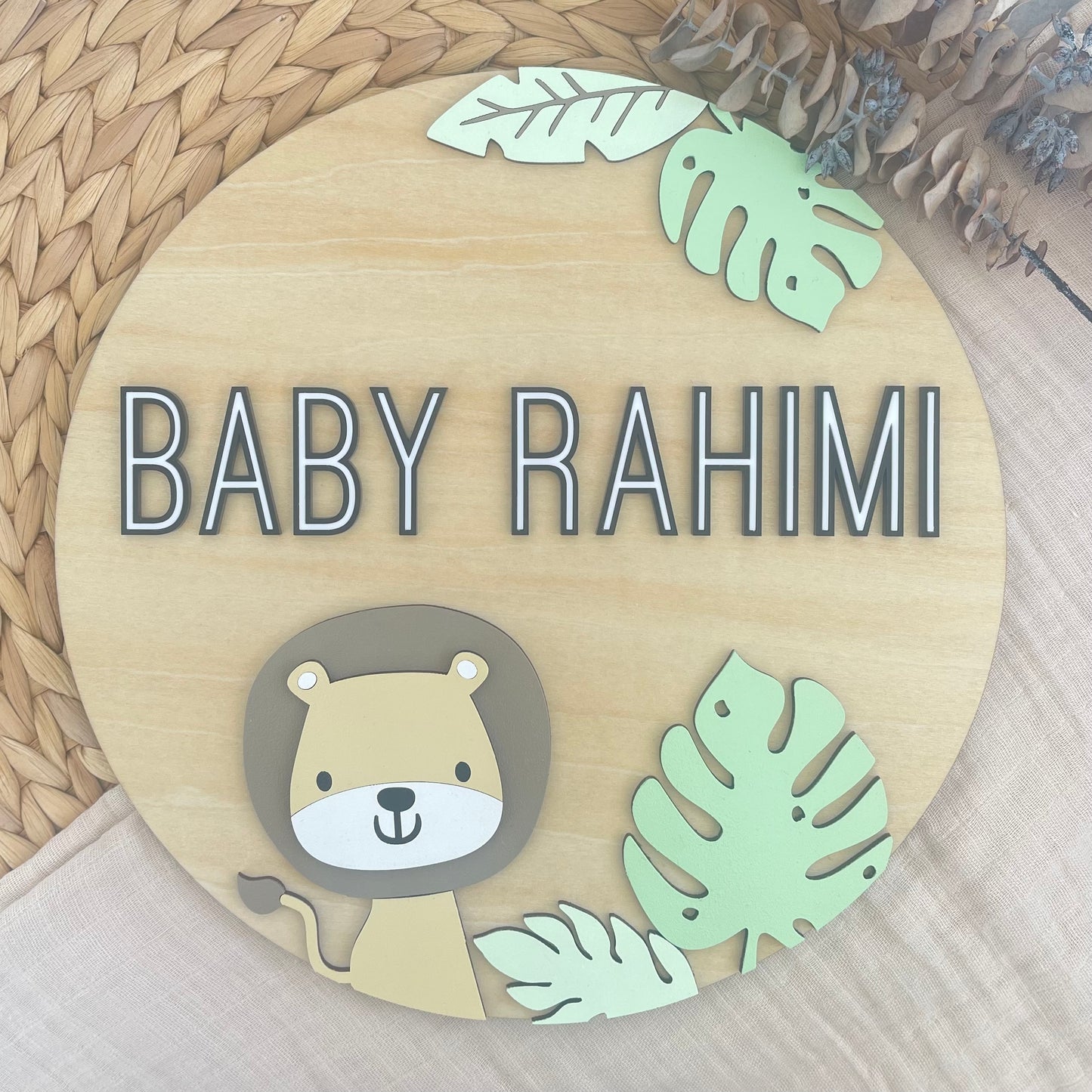 Safari Nursery Name Sign | 3D Baby Lion Decor | Nursery Room Wall art