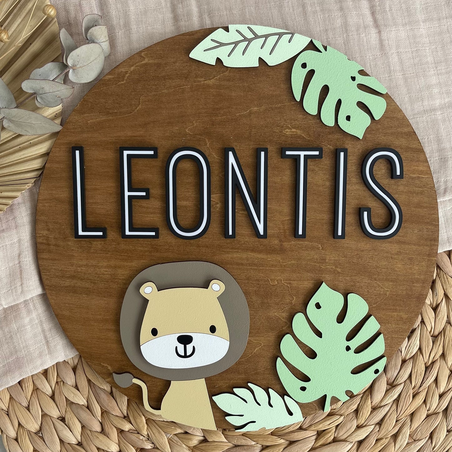 Safari Nursery Name Sign | 3D Baby Lion Decor | Nursery Room Wall art