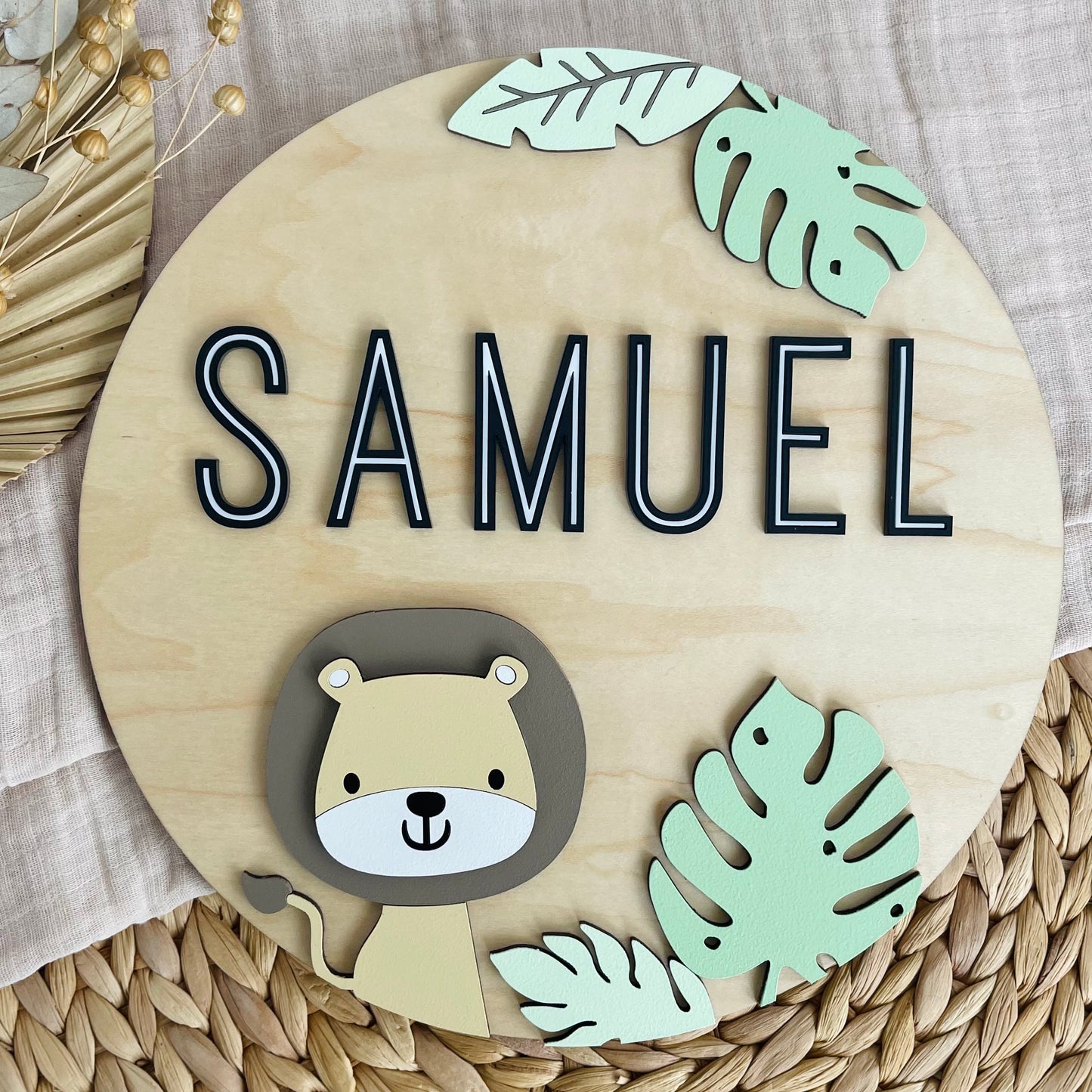 Safari Nursery Name Sign | 3D Baby Lion Decor | Nursery Room Wall art