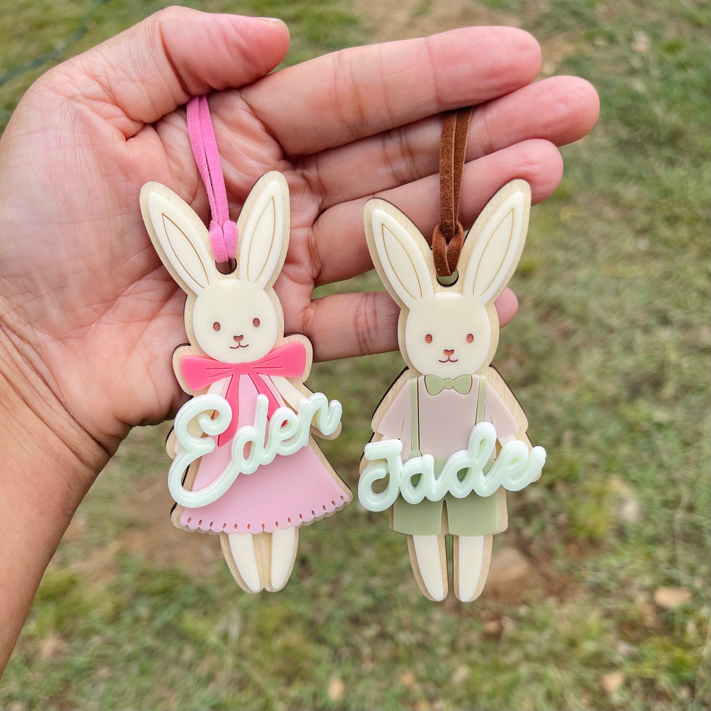 Pink Bunny Easter Basket Tag