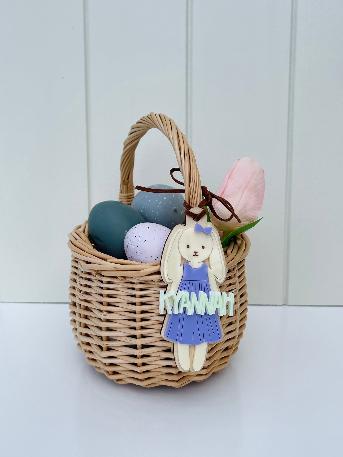 Purple Bunny Easter Basket Tag