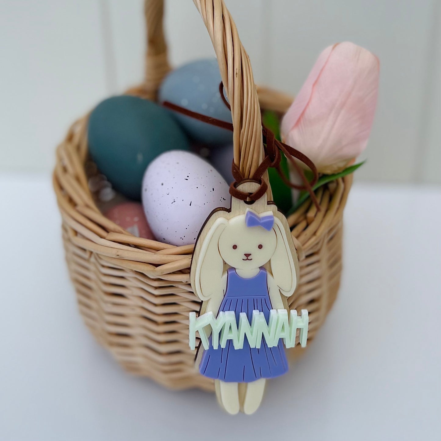 Purple Bunny Easter Basket Tag