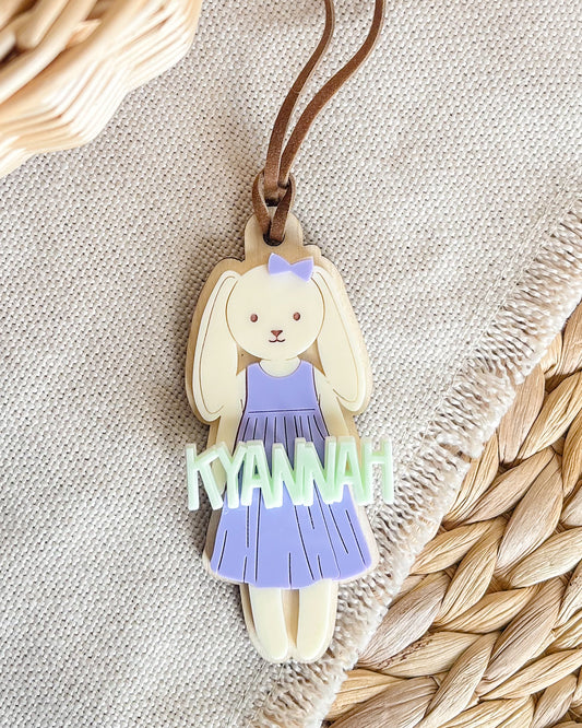 Purple Bunny Easter Basket Tag
