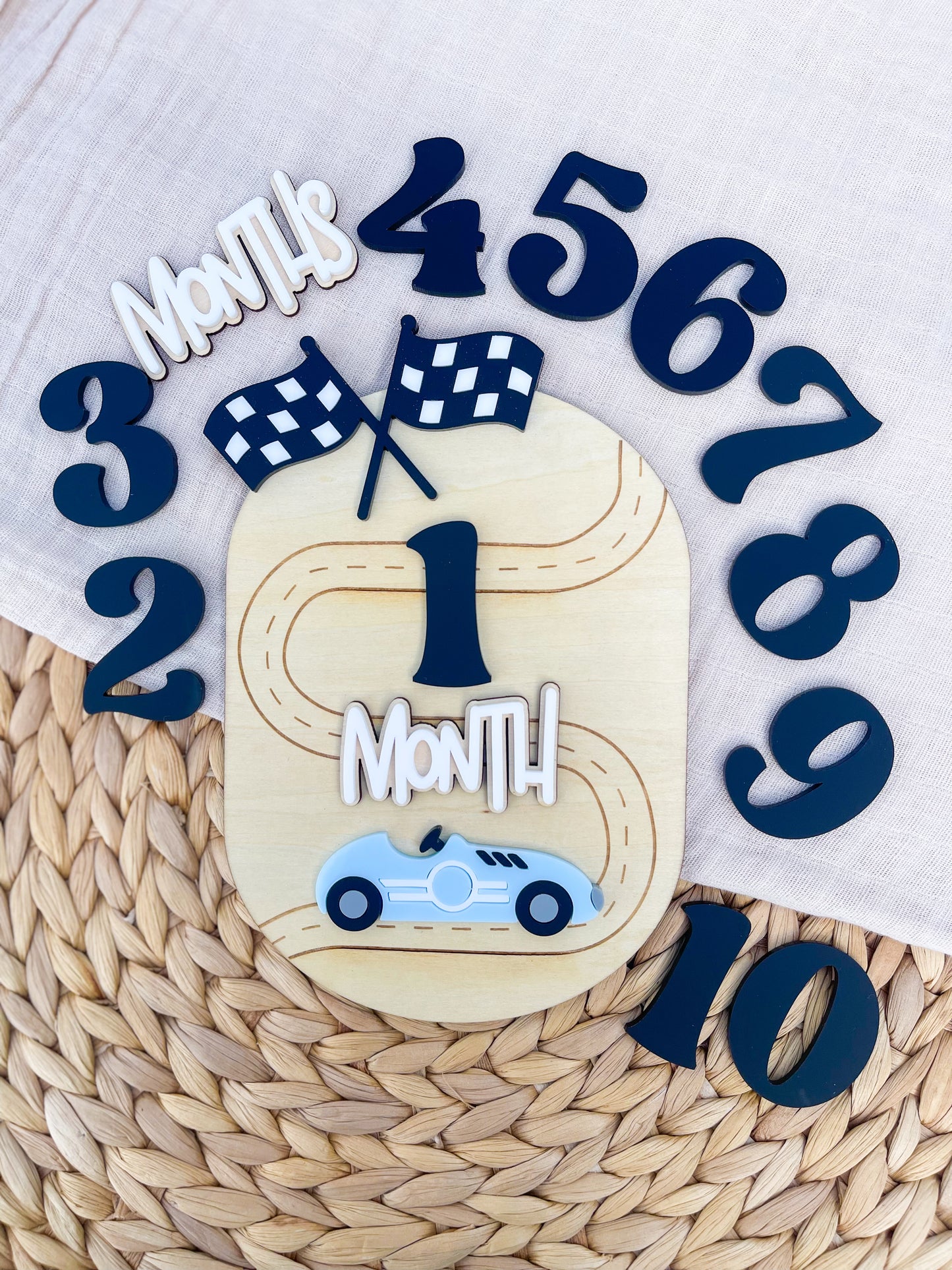Race Car Baby Milestone Disc | Newborn Photo Props