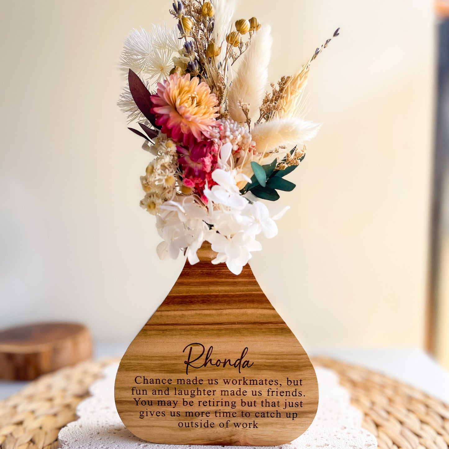Personalised Engraved Wooden Vase for Mothers Day Gift | Presents from Kids
