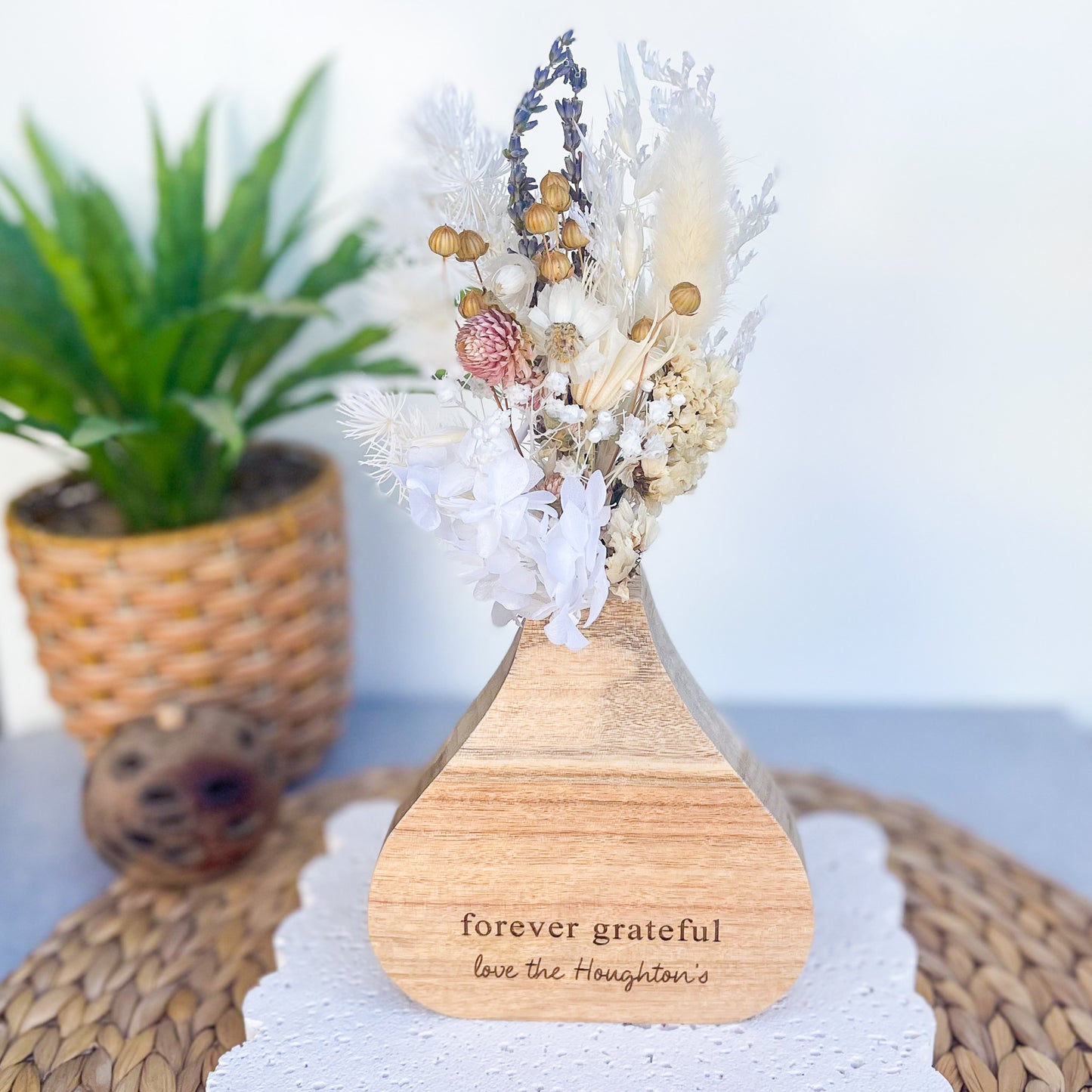 Personalised Engraved Wooden Vase for Mothers Day Gift | Presents from Kids