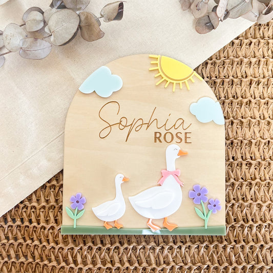 Baby Announcement Goose Sign | Baby Photo Flat lay