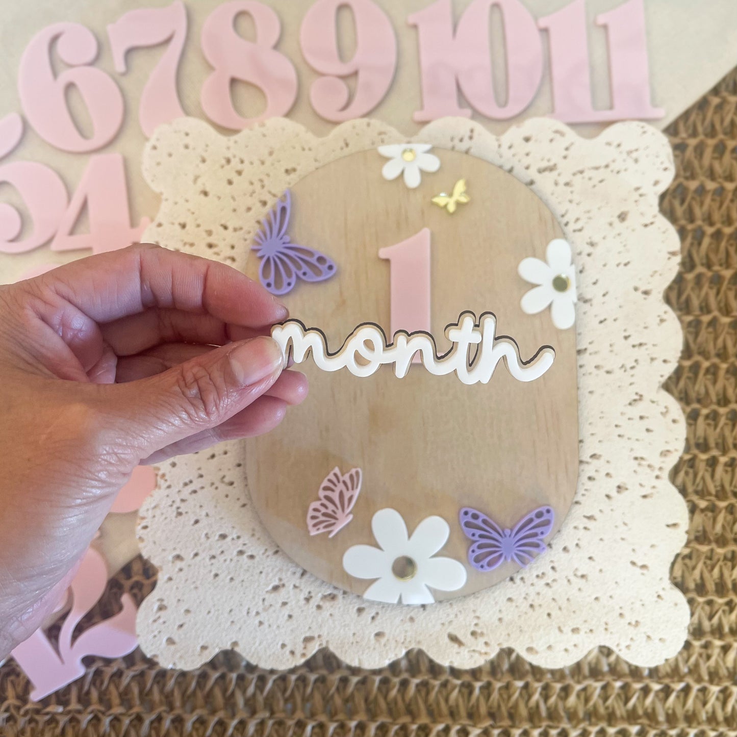 Baby Milestone Discs | Floral Butterfly Monthly Milestone Marker Set