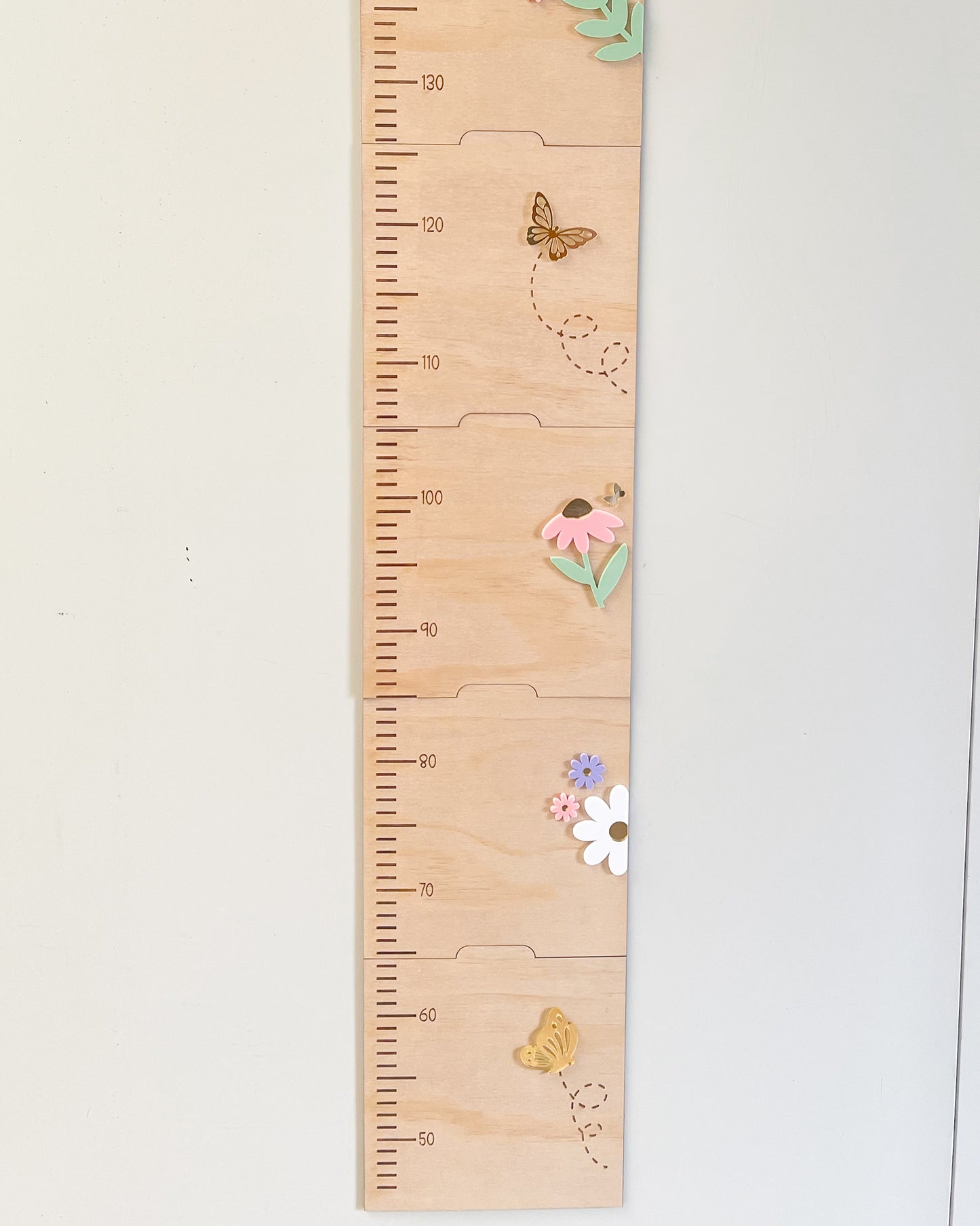 Personalized Wooden Growth Chart Ruler | Floral Nursery Height Chart