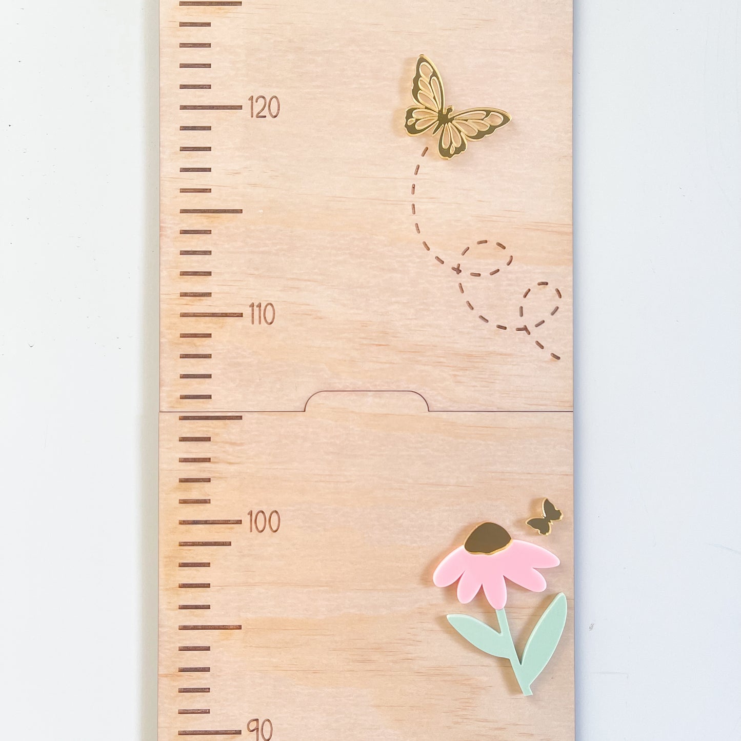 Personalized Wooden Growth Chart Ruler | Floral Nursery Height Chart