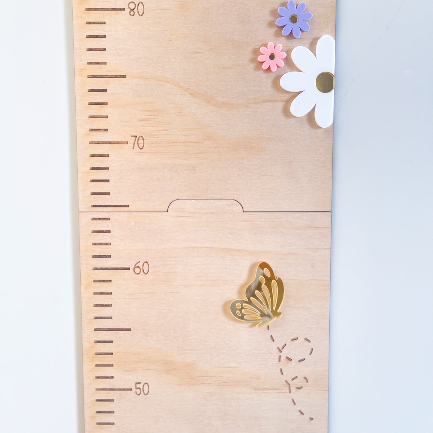 Personalized Wooden Growth Chart Ruler | Floral Nursery Height Chart