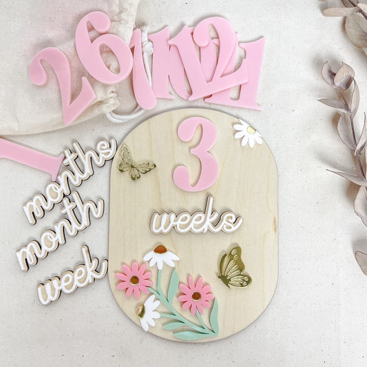 Floral Baby Milestone Discs | Newborn Photography Props