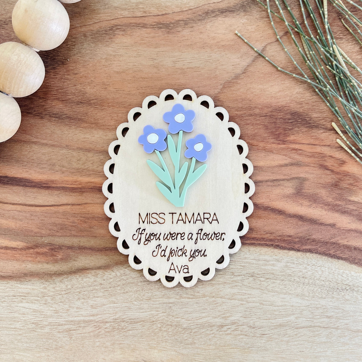 Personalised Teacher & Educator Wooden Magnet