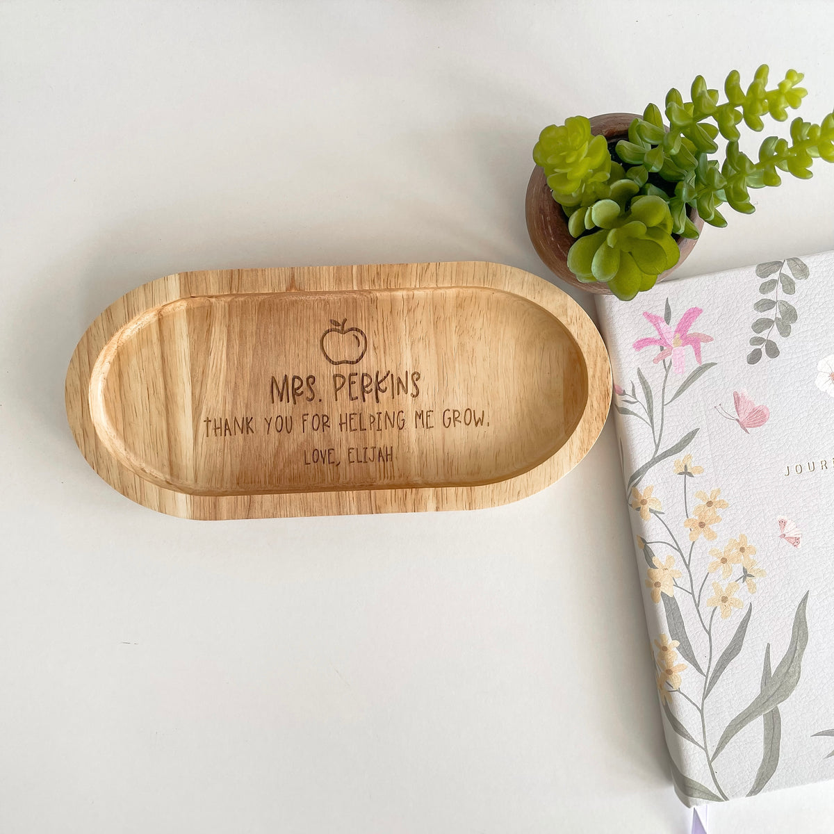 Personalised Wooden Teacher Trinket Tray