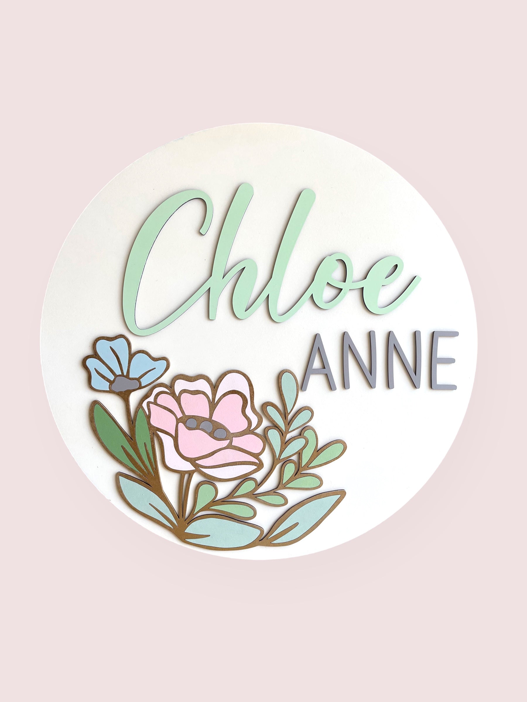 Personalised Floral Nursery Name Sign Girls, wildflower nursery