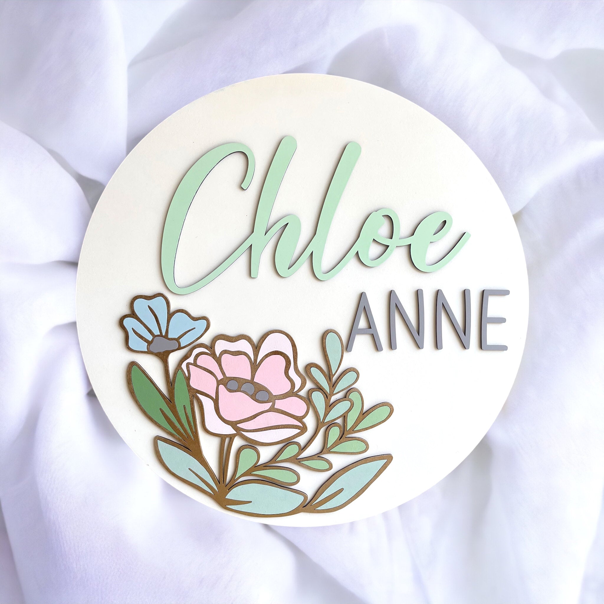 Personalised Floral Nursery Name Sign Girls, wildflower nursery