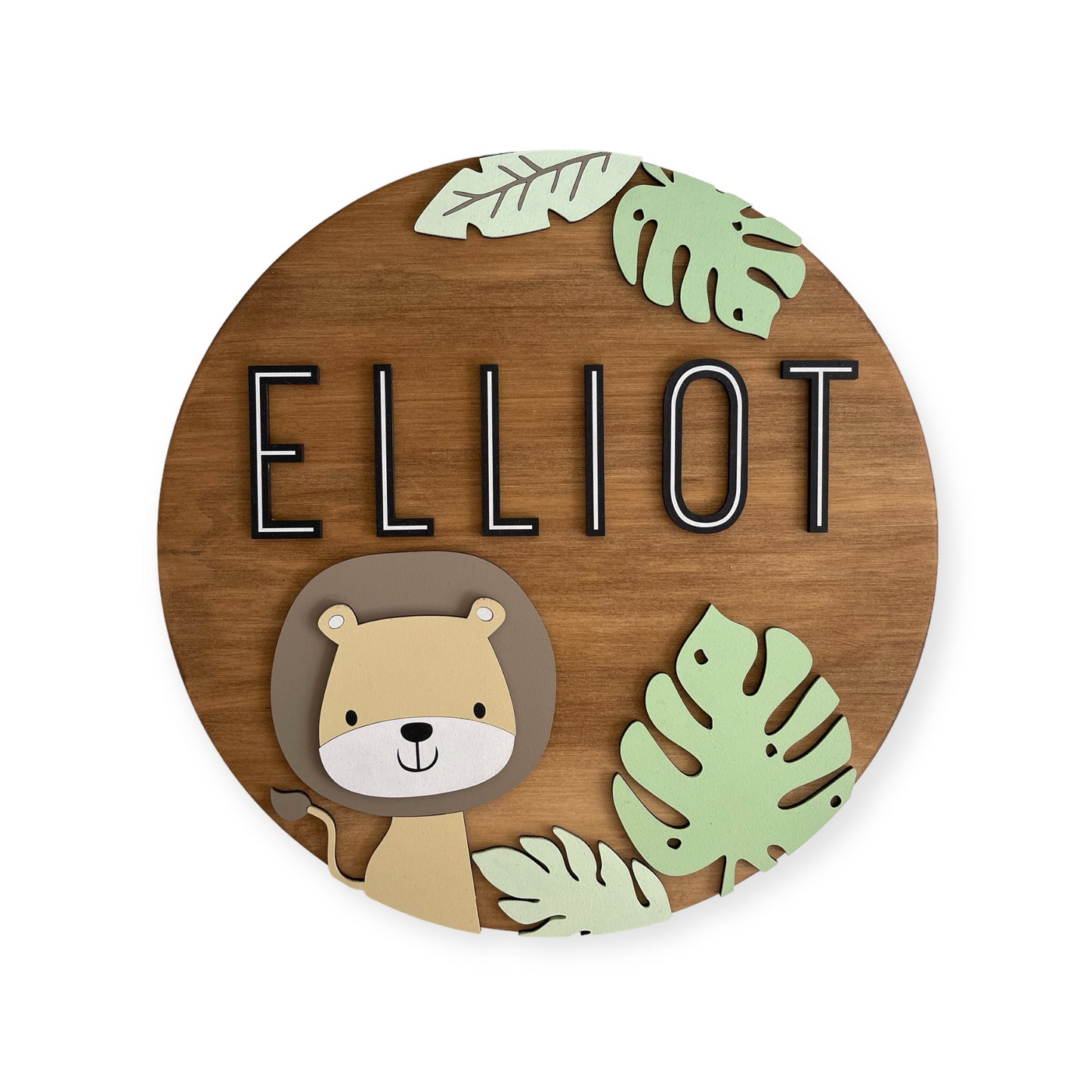 Safari Nursery Name Sign | 3D Baby Lion Decor | Nursery Room Wall art