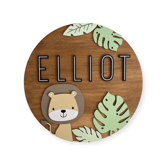 Safari Nursery Name Sign | 3D Baby Lion Decor | Nursery Room Wall art