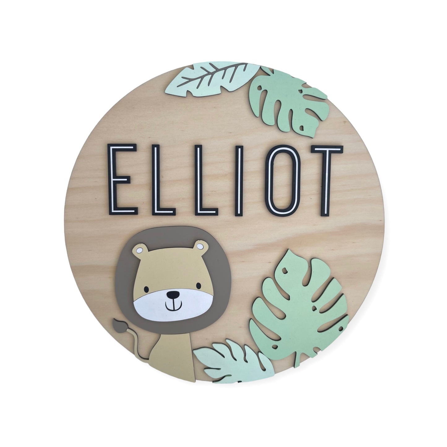 Safari Nursery Name Sign | 3D Baby Lion Decor | Nursery Room Wall art