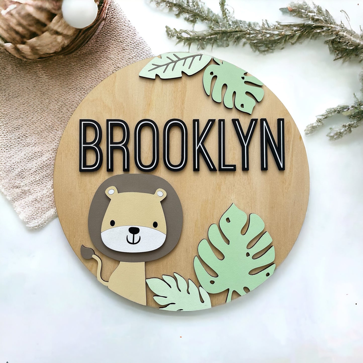 Safari Nursery Name Sign | 3D Baby Lion Decor | Nursery Room Wall art