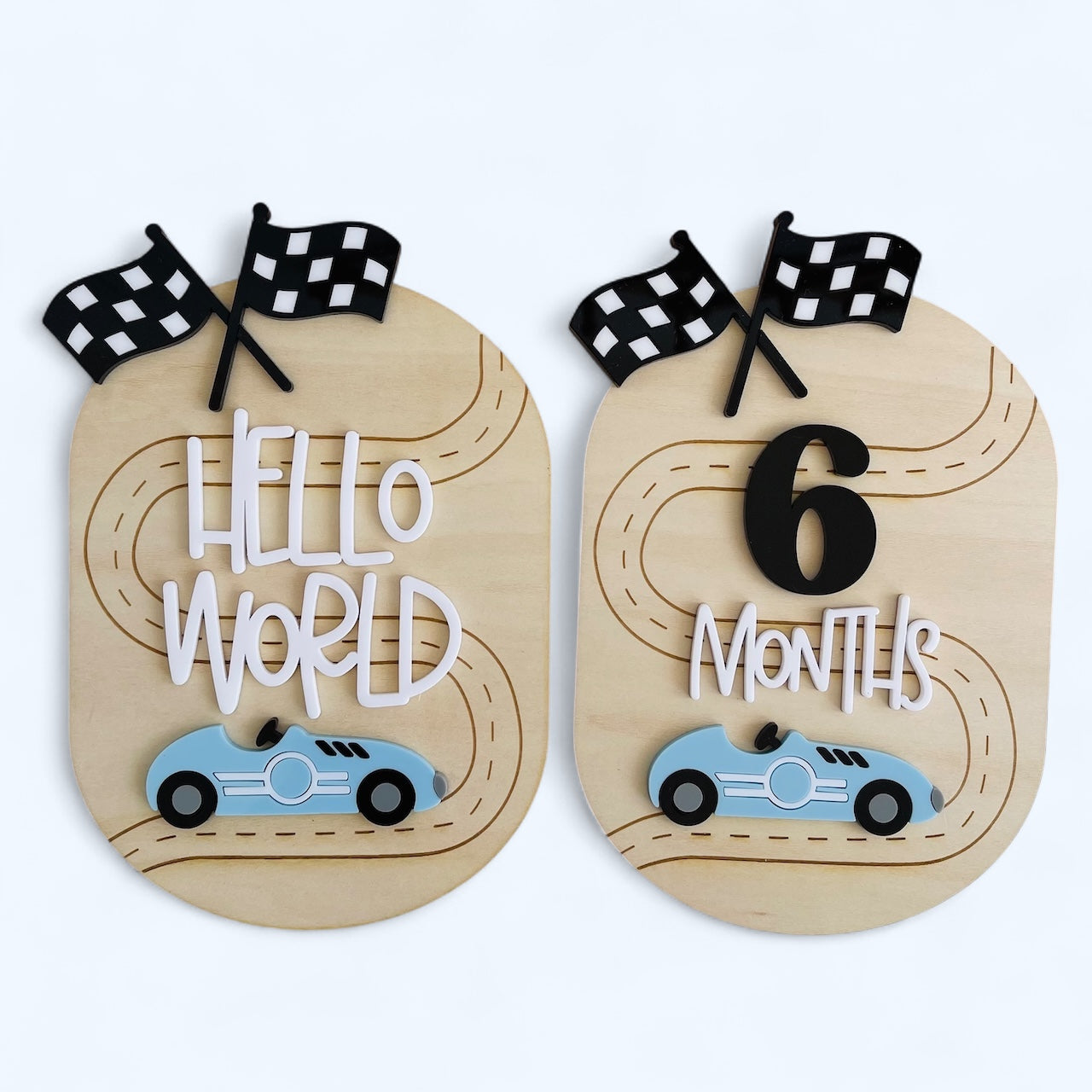 Race Car Baby Milestone Disc | Newborn Photo Props