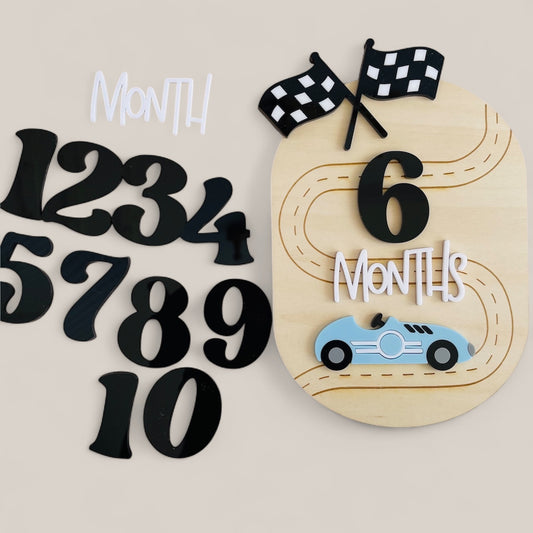 Race Car Baby Milestone Disc | Newborn Photo Props