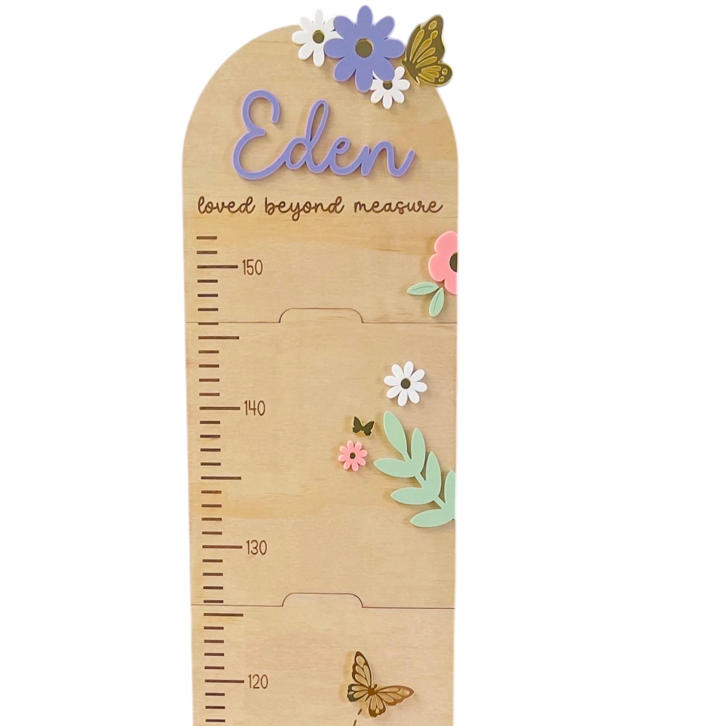 Personalized Wooden Growth Chart Ruler | Floral Nursery Height Chart
