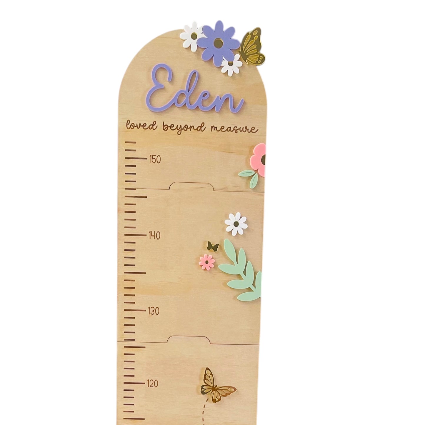 Personalized Wooden Growth Chart Ruler | Floral Nursery Height Chart