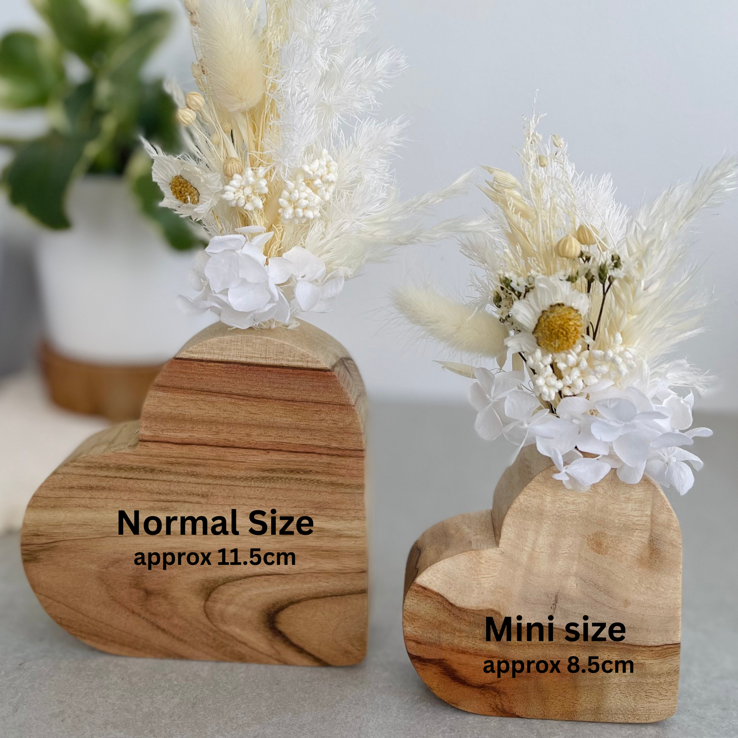 Personalised Teacher Gift Mini Heart Vase Custom | Wooden Keepsake with Dried Flowers
