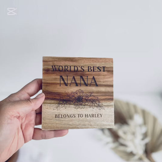 Grandmothers Gift for Mothers Day | Engraved Coaster gift for Nana