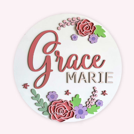 Floral Nursery Sign For Girls