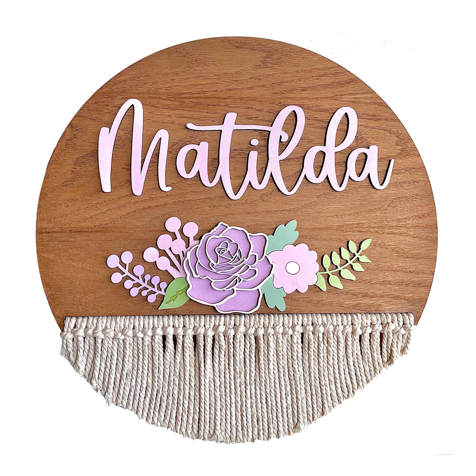Macrame Boho Style Name Plaque